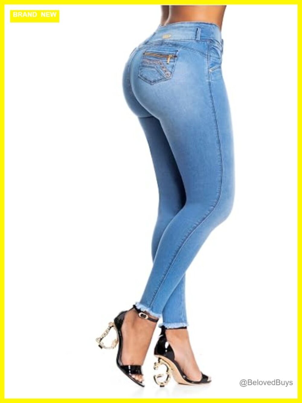 High Waisted Butt Lifting Skinny Jeans with Tummy Control Stretch Denim